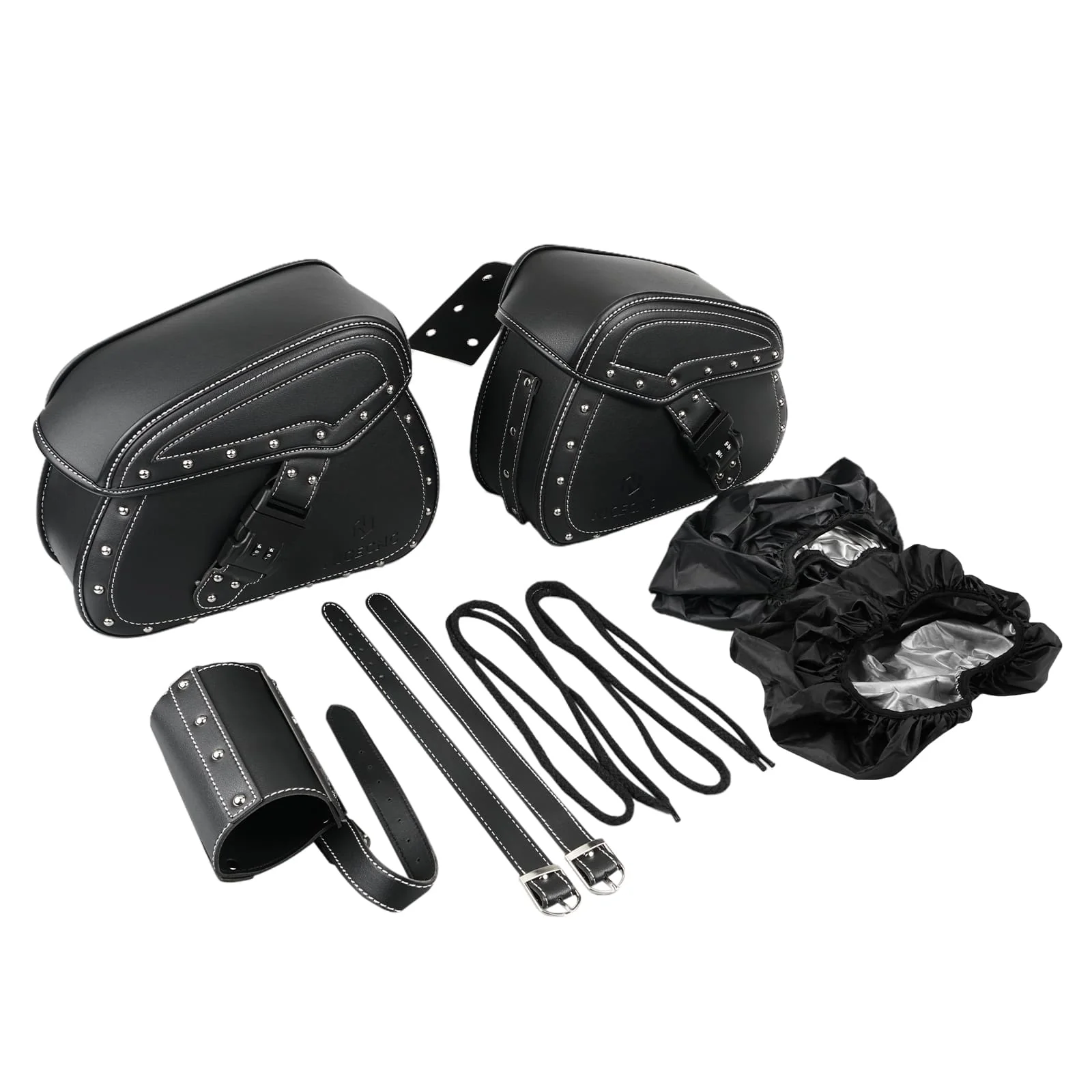 PU leather Motorcycle Saddle Bags with Cup Holder & Lock for Universal Motorcycle - Image 4
