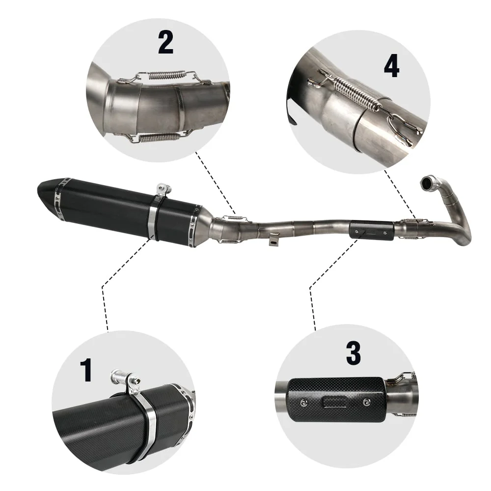 Full Exhaust Muffler Pipe System Set with Clamp Gasket For Suzuki DRZ400 DRZ400SM Kawasaki KLX400 - Image 5