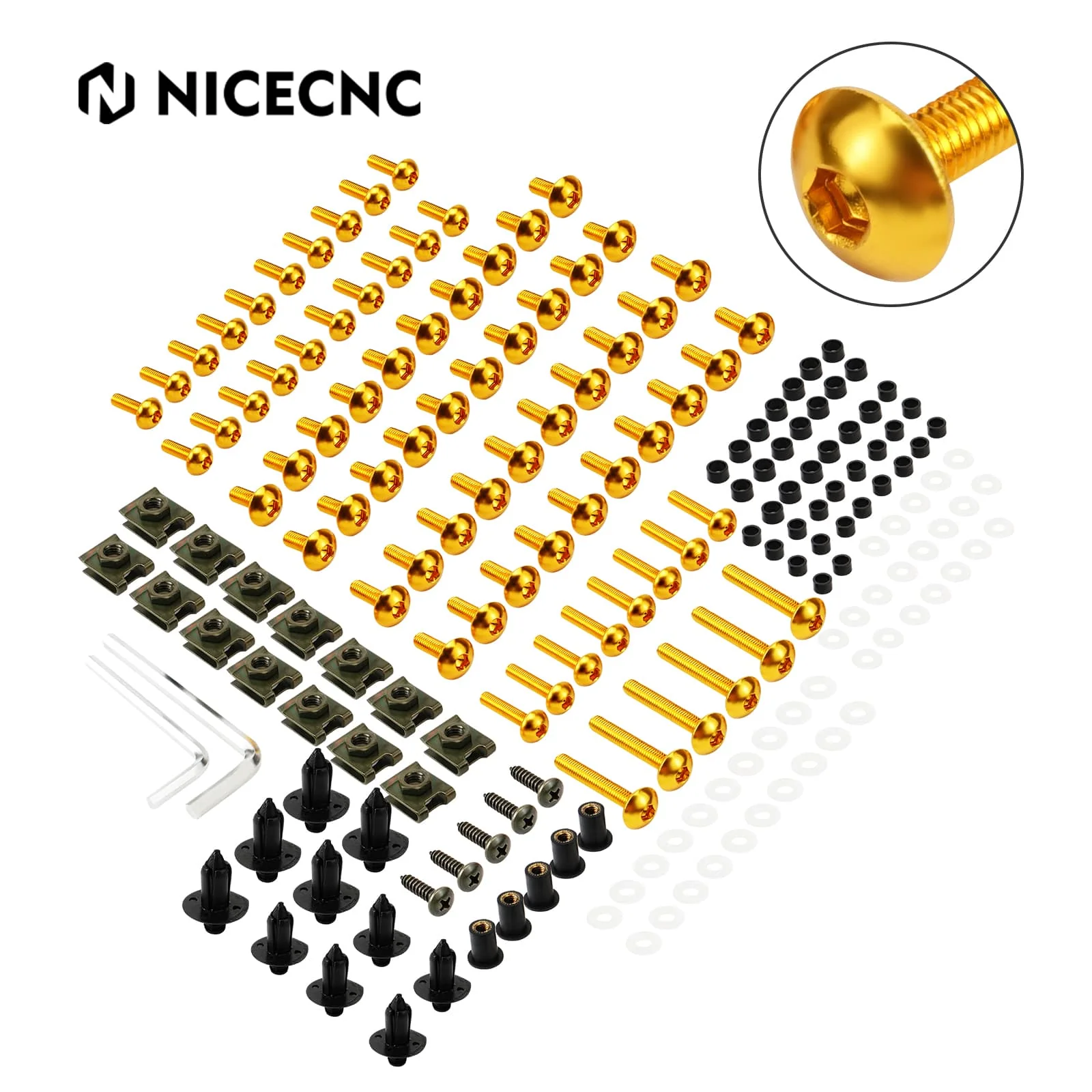 Universal Motorcycle Sportbikes Racing Fairing Bolts Kit Fastener Clips Screws - Image 16