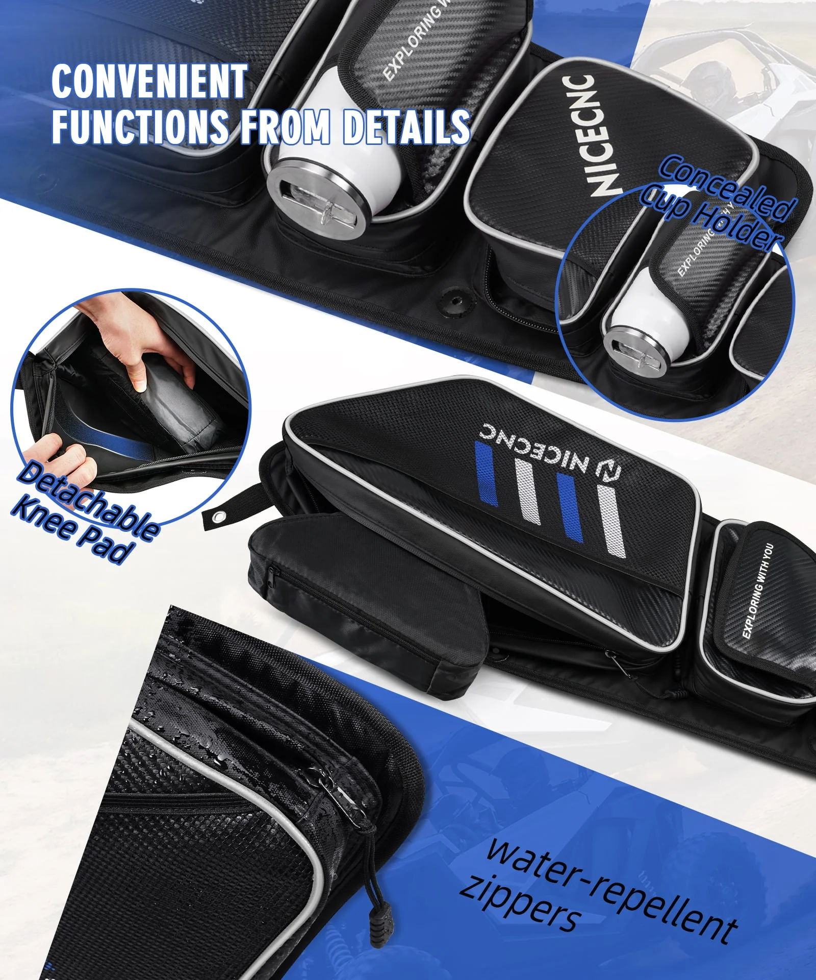 Upgraded Pair UTV Front Door Storage Bags For Polaris RZR TURBO R / PRO XP / PRO R - Image 11