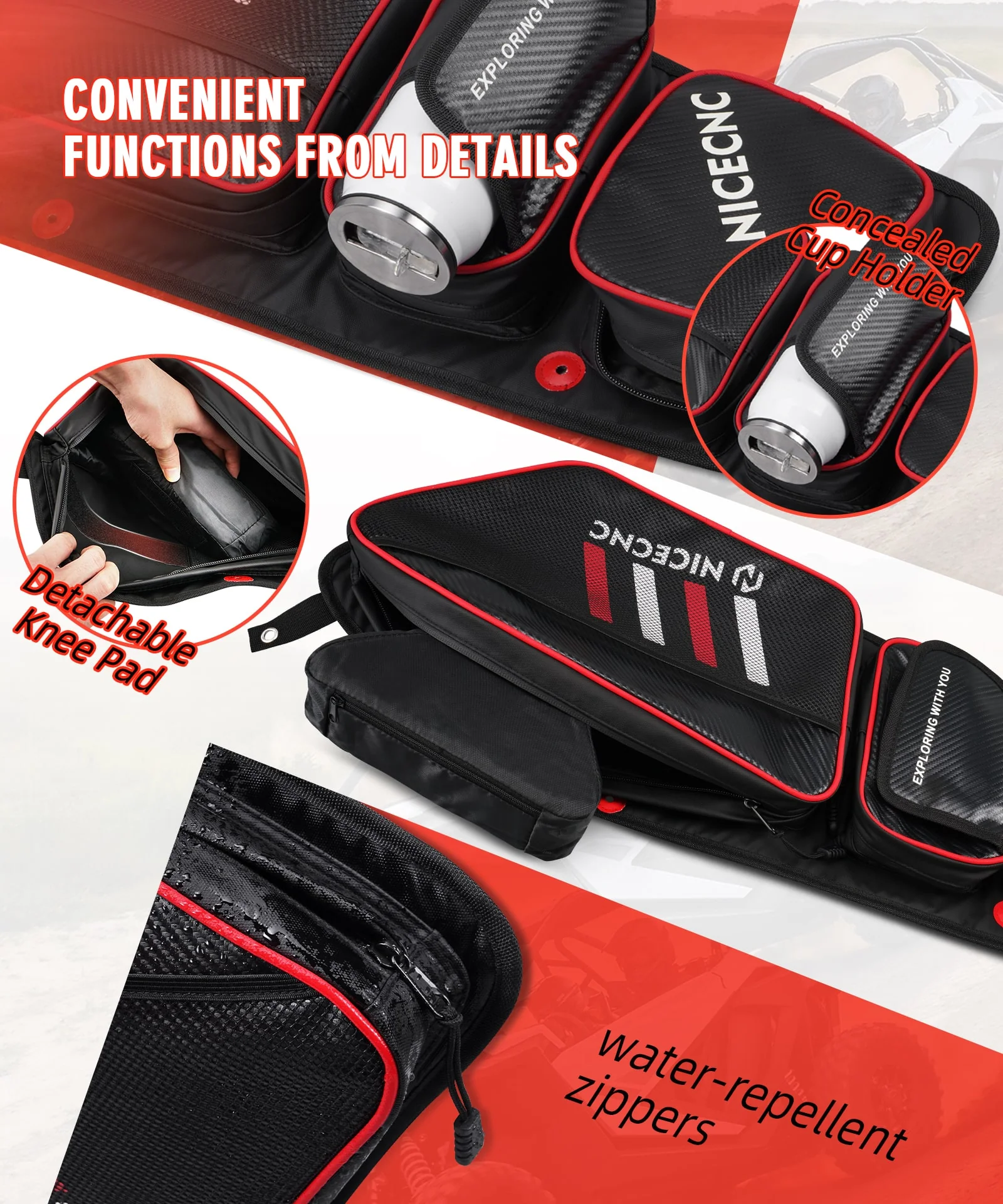 Upgraded Pair UTV Front Door Storage Bags For Polaris RZR TURBO R / PRO XP / PRO R - Image 4