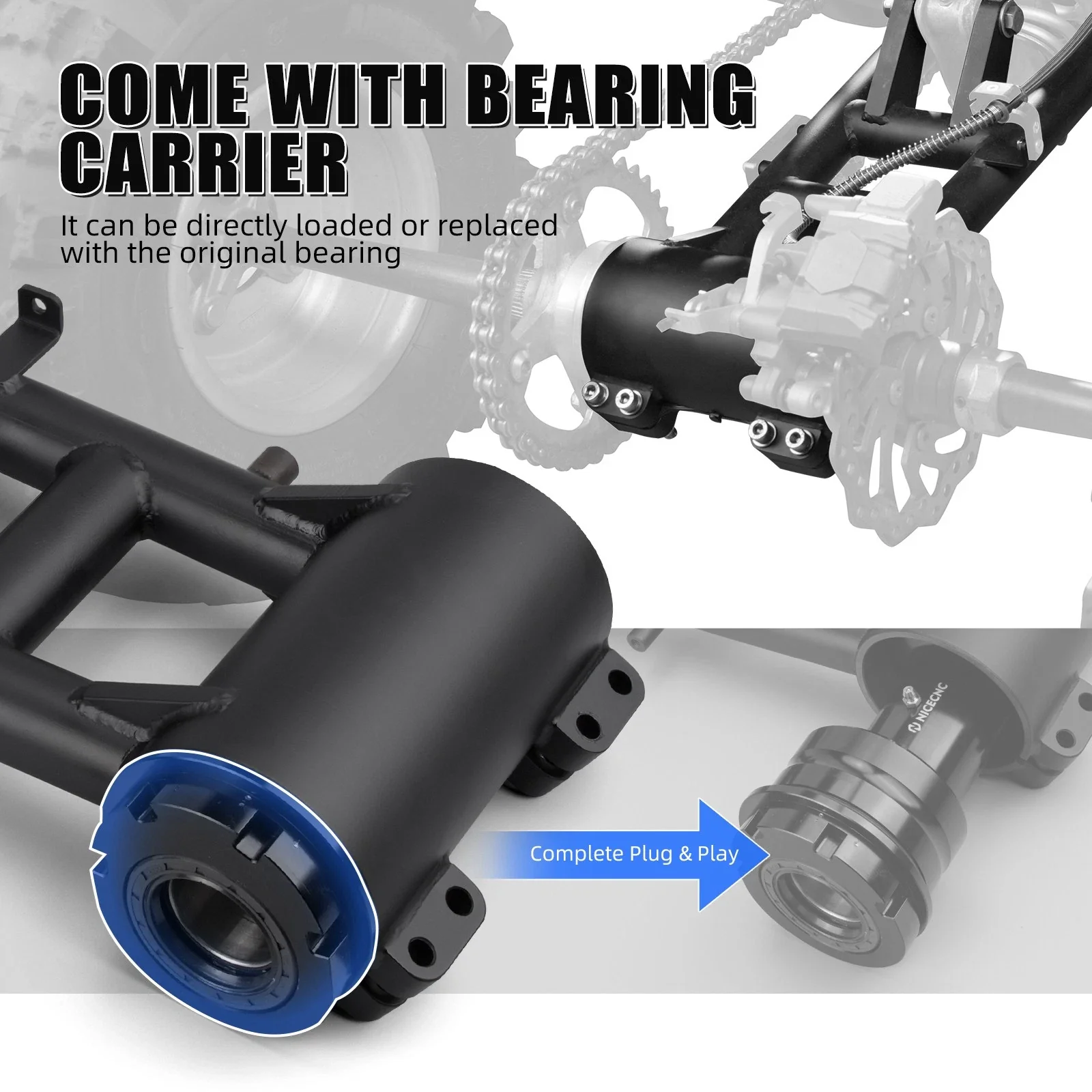 ATV +6" Extended Swingarm & Rear Axle Bearing Carrier Housing For Yamaha Raptor 700 R - Image 4