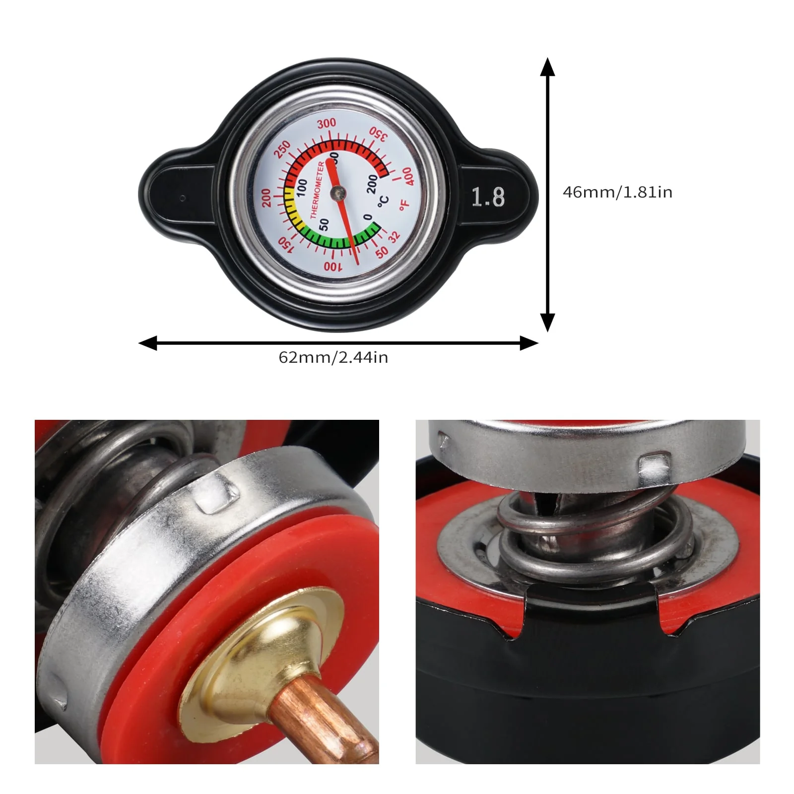 ATV Radiator Cap w/Thermometer For Yamaha Raptor Kodiak 700 YFZ450R YXZ1000R - Image 5